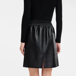 Jupe En Cuir Avec Empiècement à La Ceinture