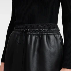 Jupe En Cuir Avec Empiècement à La Ceinture