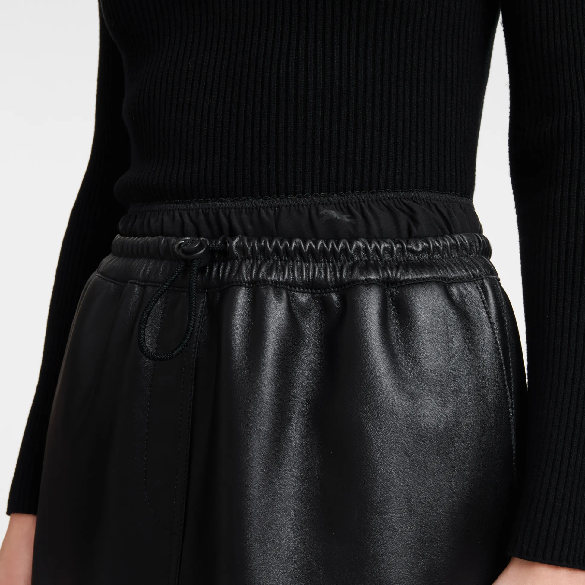 Jupe En Cuir Avec Empiècement à La Ceinture