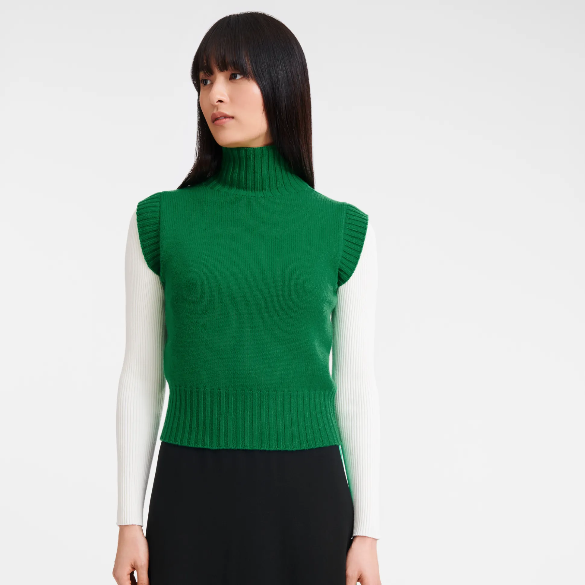 Pull Sans Manche Col Cheminée